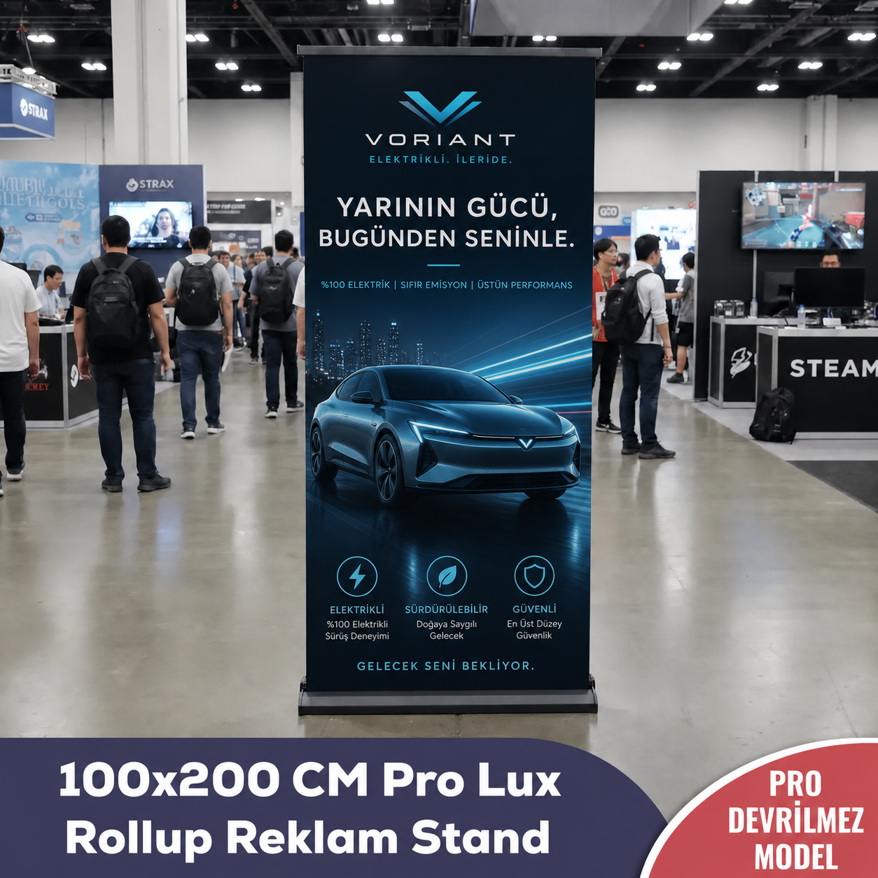 100x200 CM Pro Lüx Rollup Banner Reklam Stand