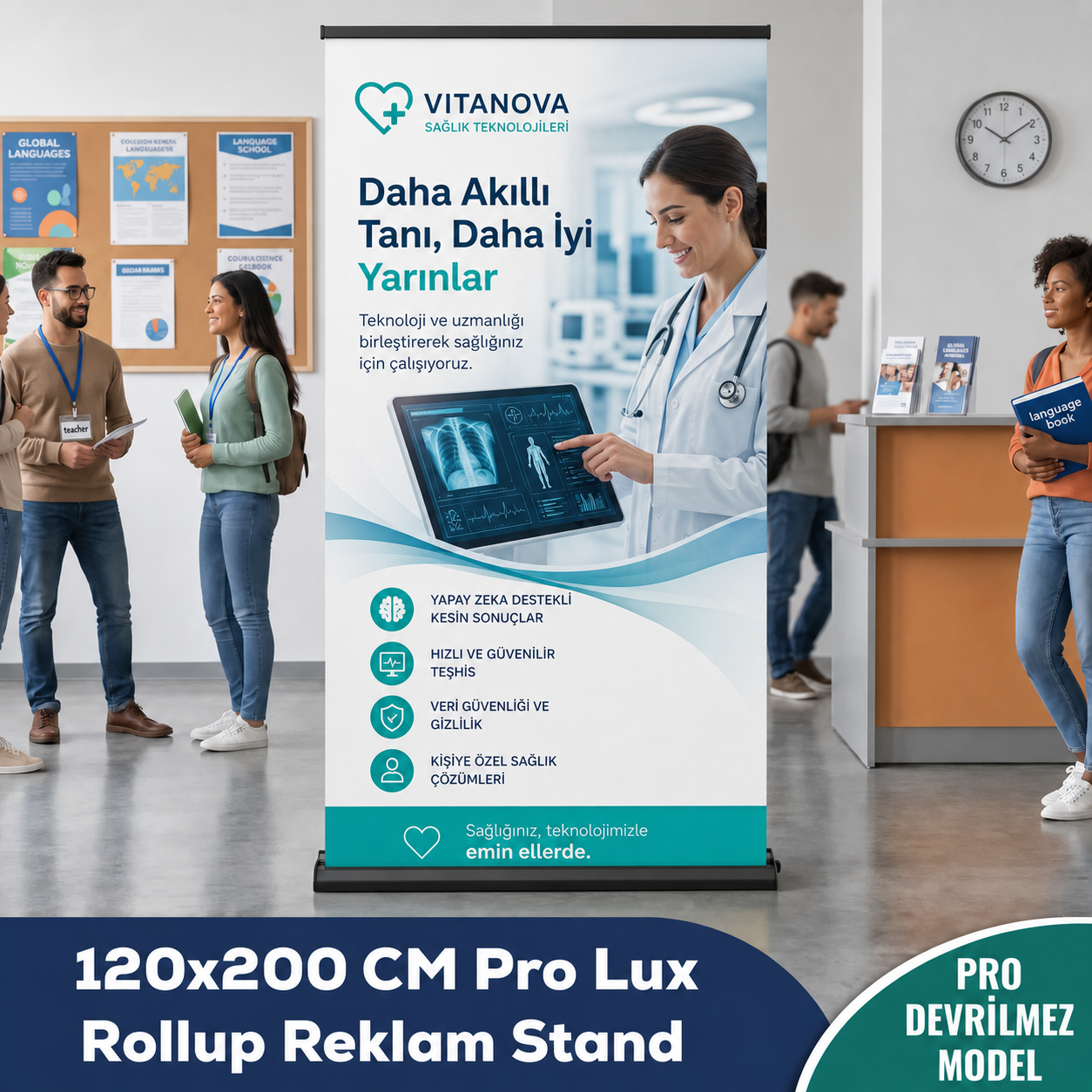 120x200 CM Pro Lüx Rollup Banner Reklam Stand