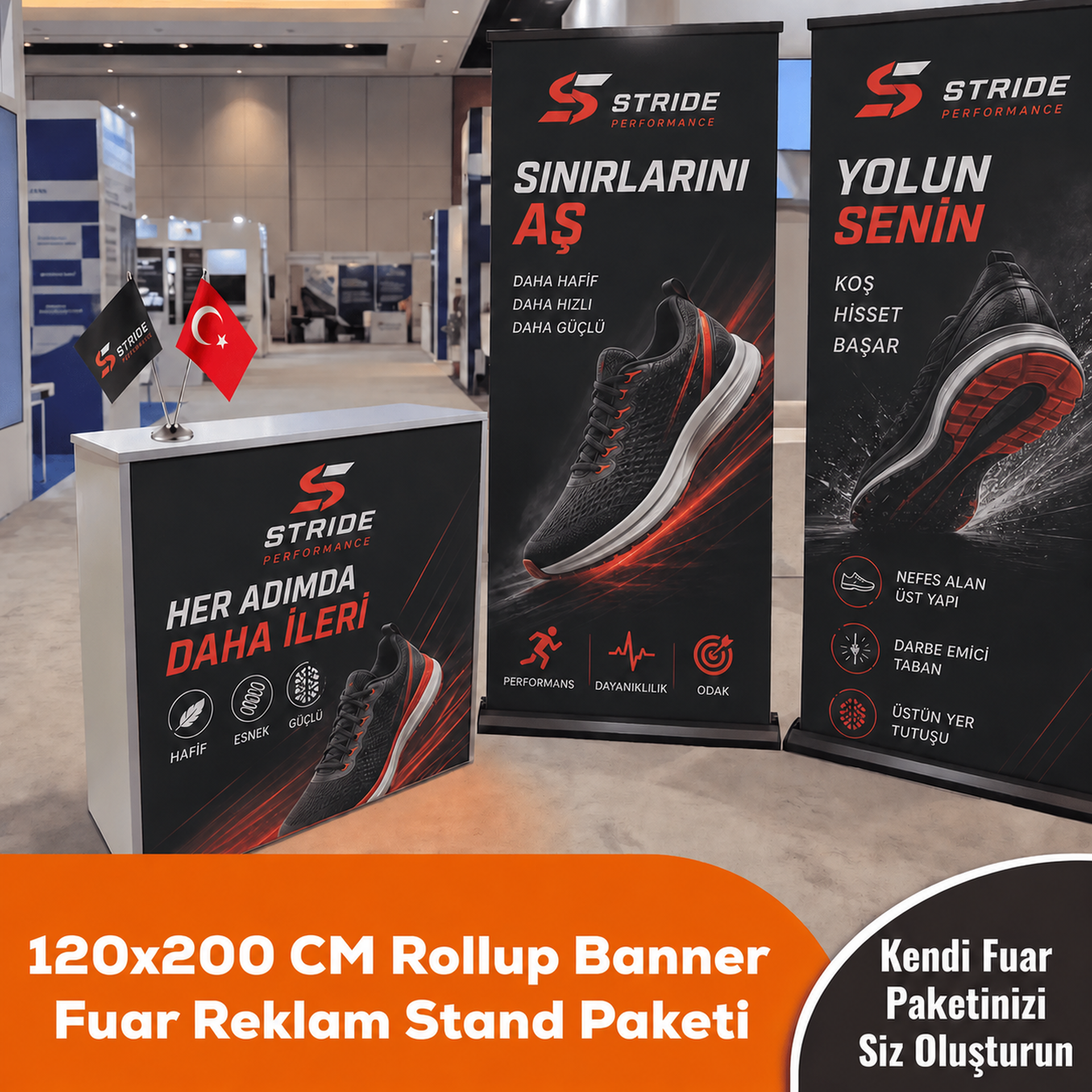 120x200 CM Rollup Banner Fuar Reklam Stand Paketi