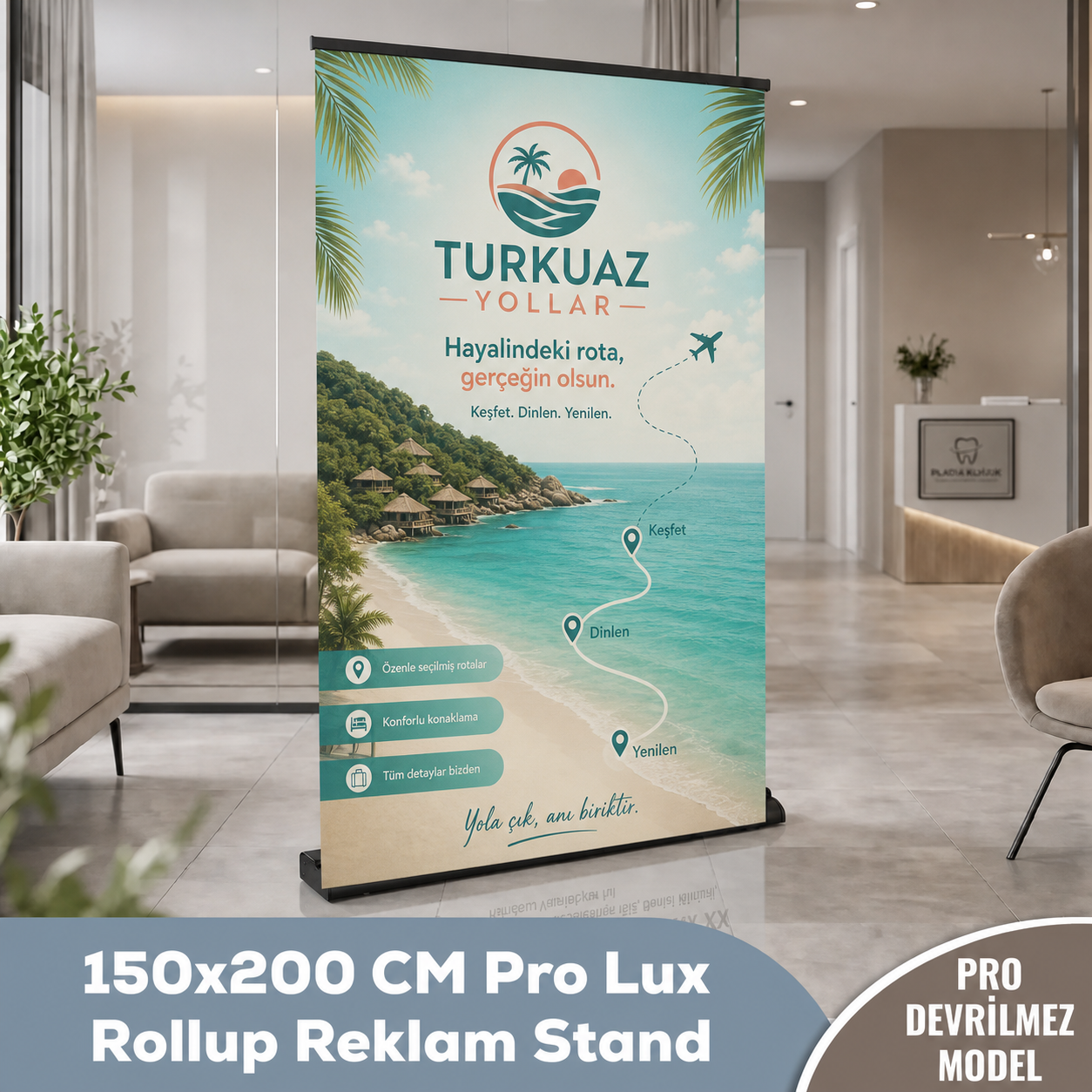 150x200 CM Pro Lüx Rollup Banner Reklam Stand