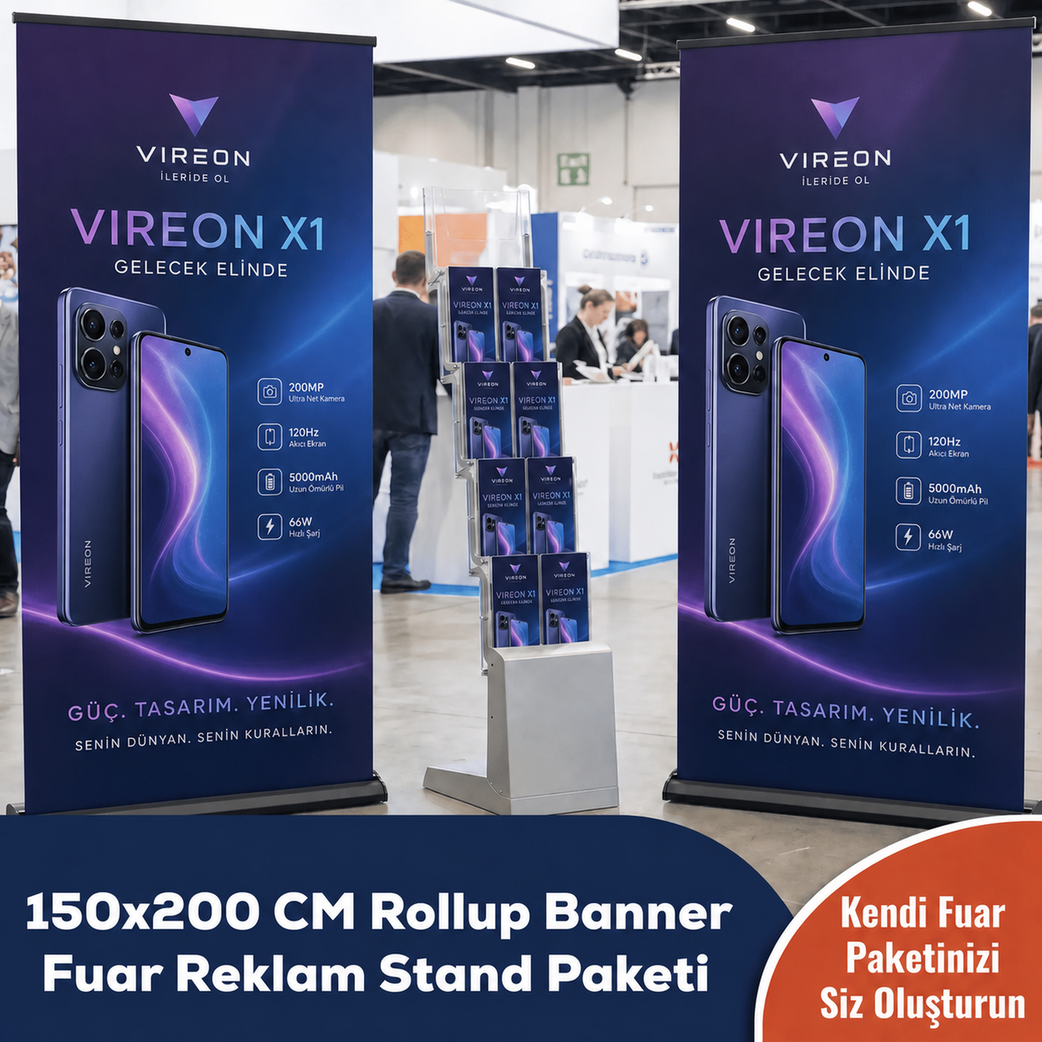 150x200 CM Rollup Banner Fuar Reklam Stand Paketi