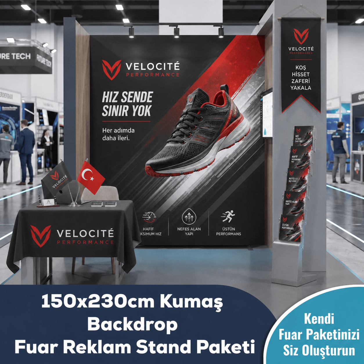 150x230 CM Kumaş Backdrop Fuar Reklam Stand Paketi