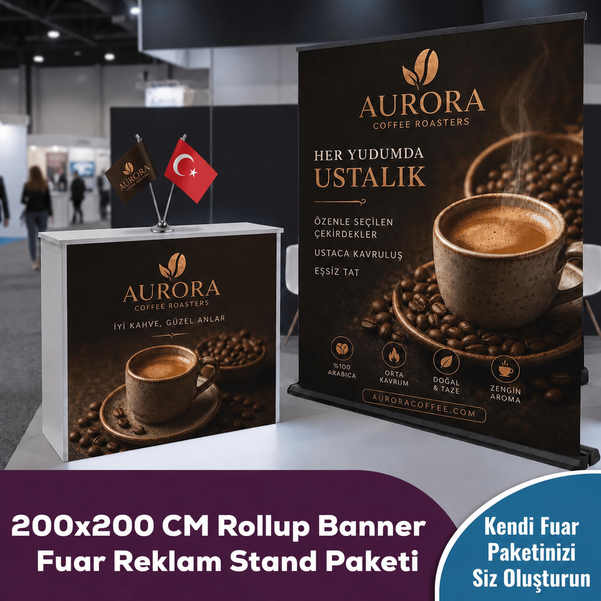 200x200 CM Rollup Banner Fuar Reklam Stand Paketi