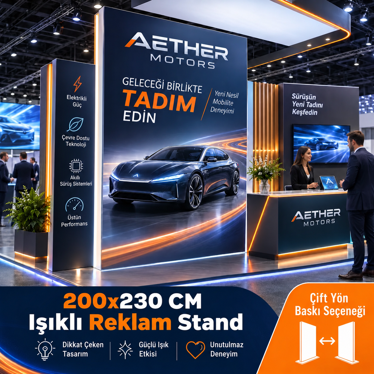 200x230 CM Işıklı Reklam Stand