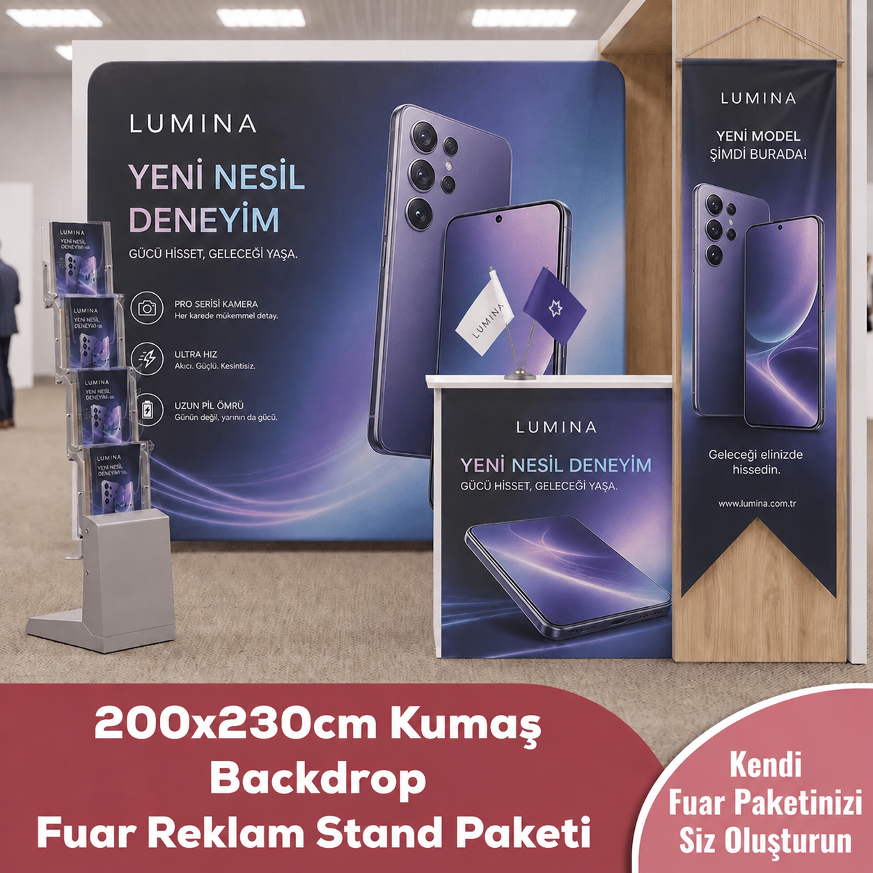 200x230 CM Kumaş Backdrop Fuar Reklam Stand Paketi