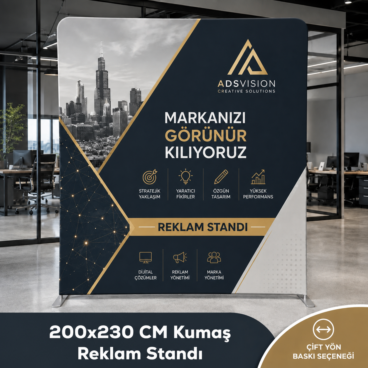 200x230 CM Kumaş Backdrop Reklam Stand