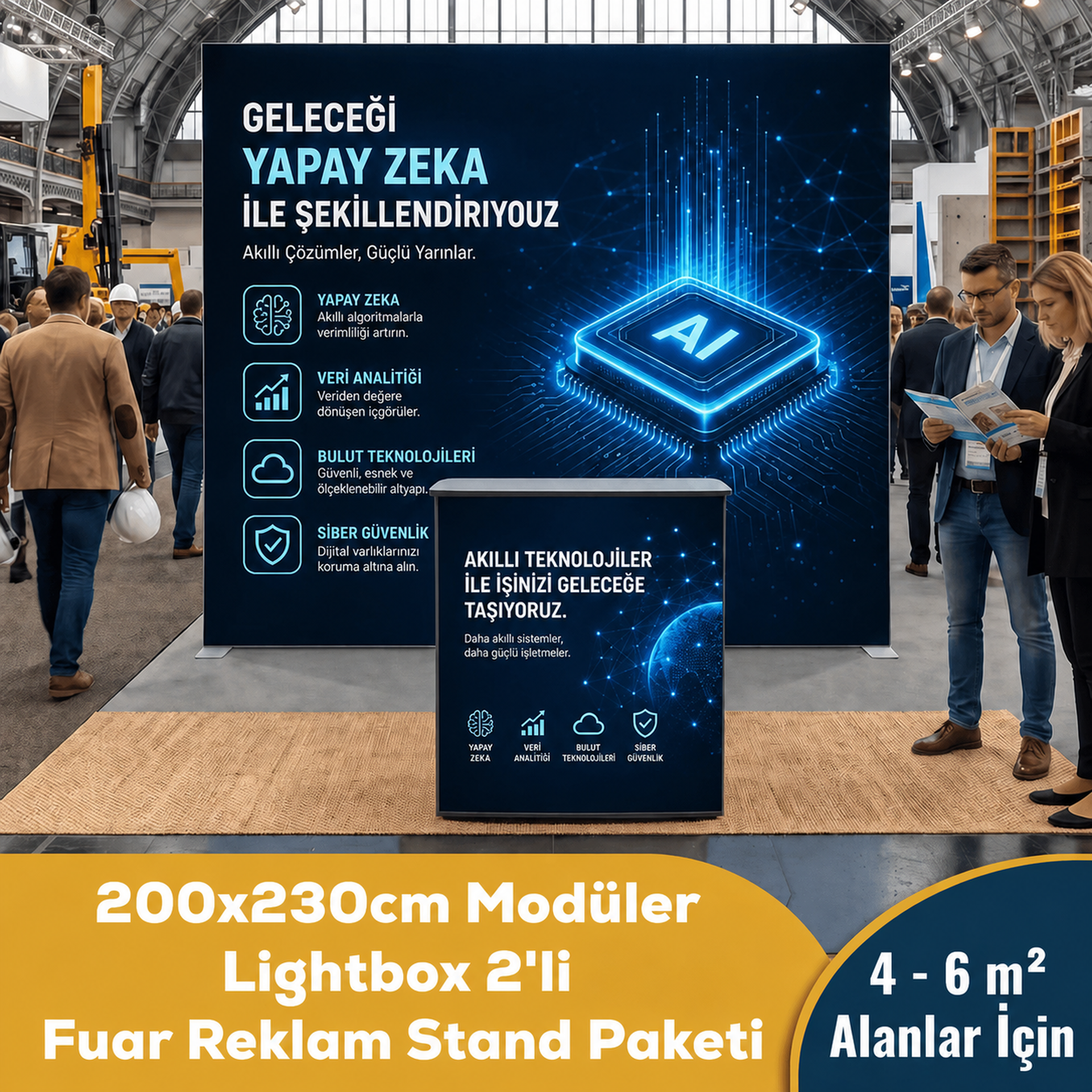 200x230 CM Modüler Lightbox 2'li Fuar Reklam Stand Paketi