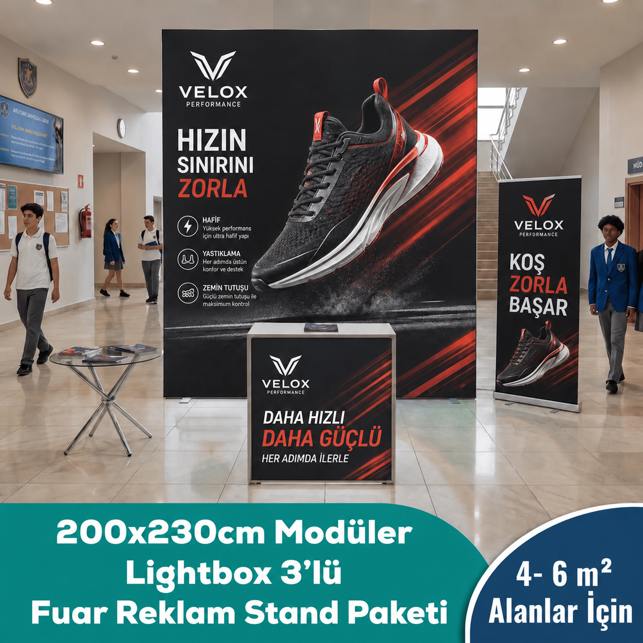 200x230 CM Modüler Lightbox 3'lü Fuar Reklam Stand Paketi