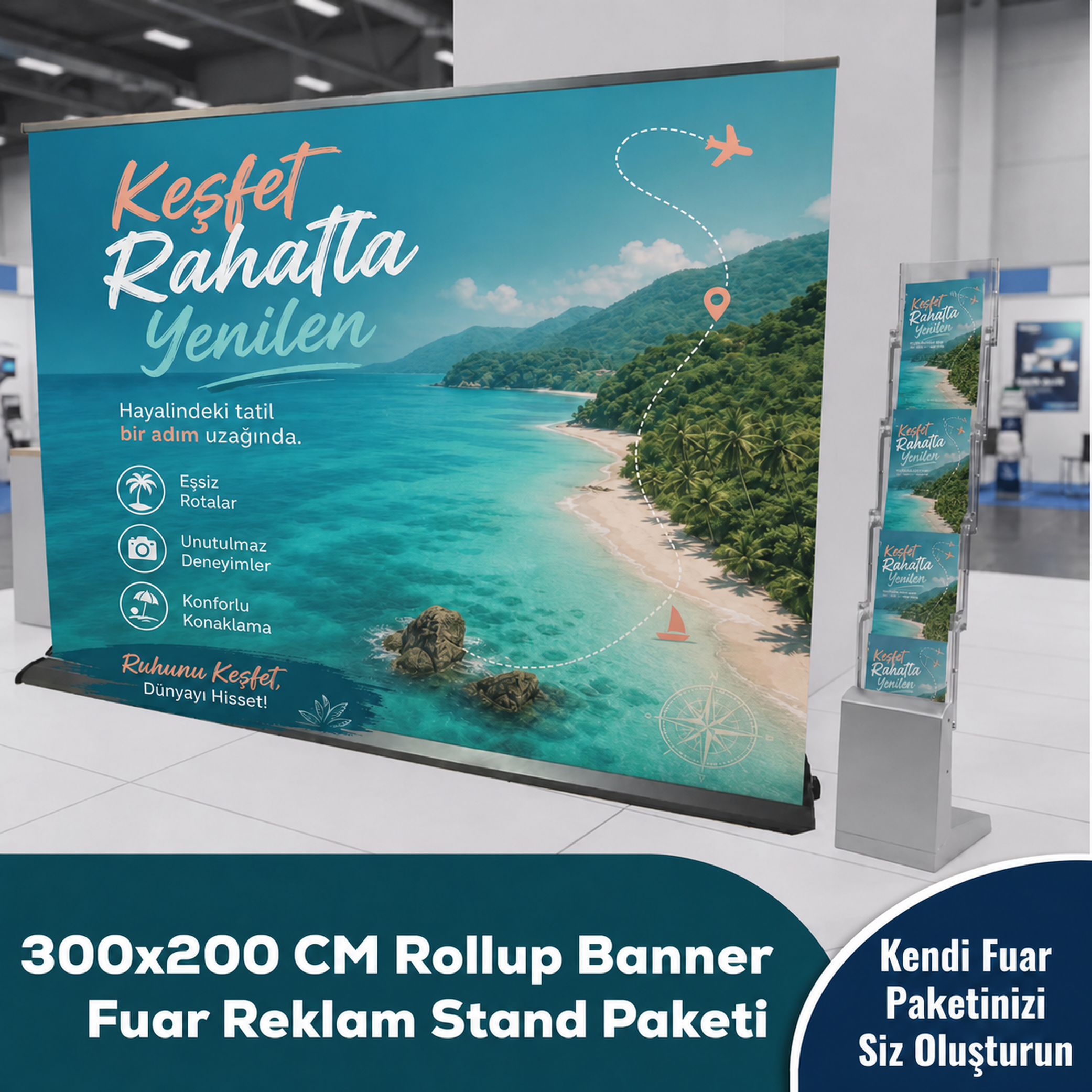 300x200 CM Rollup Banner Fuar Reklam Stand Paketi