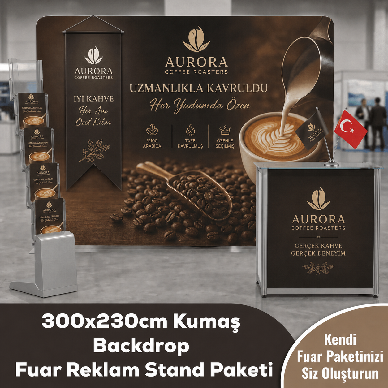 300x230 CM Kumaş Backdrop Fuar Reklam Stand Paketi