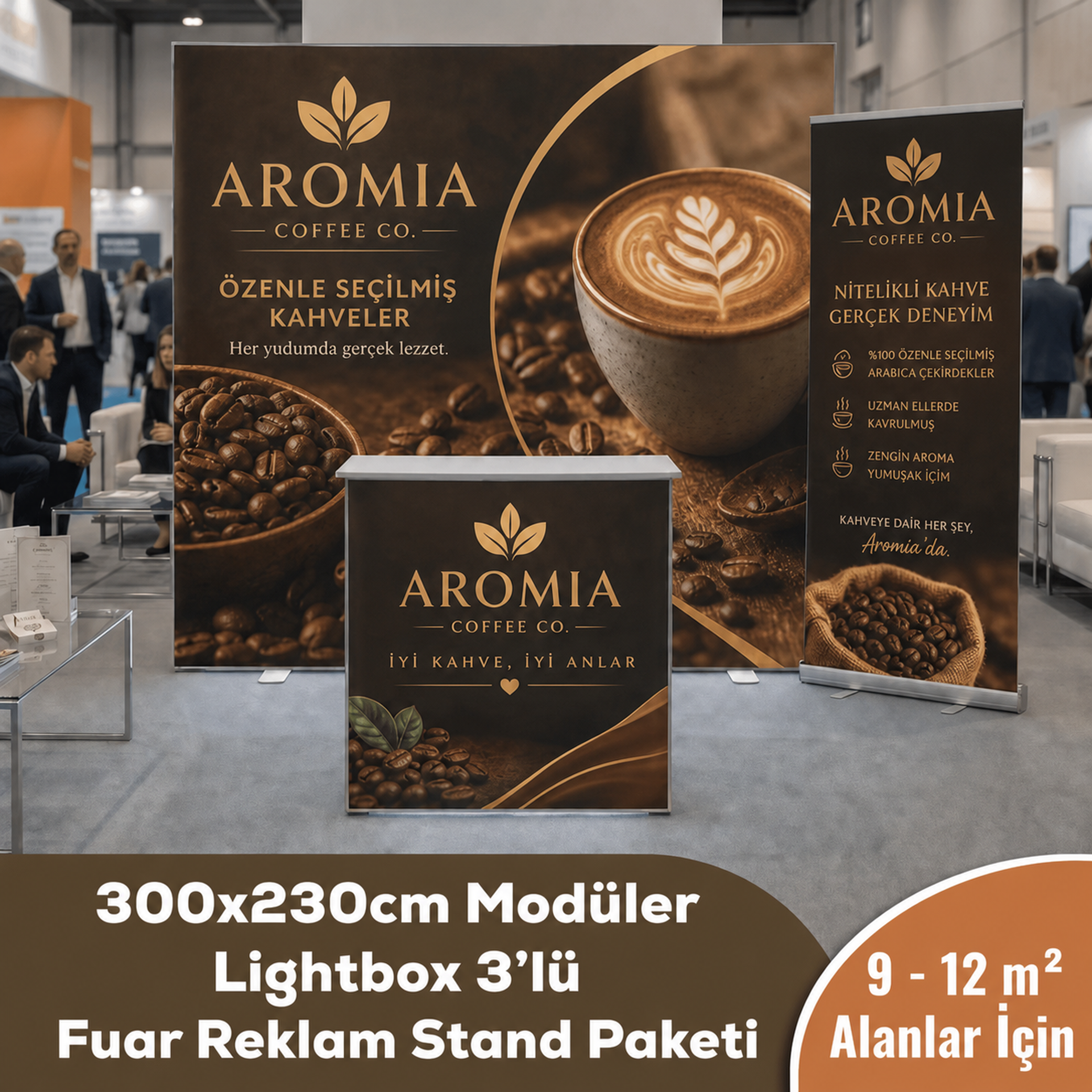 300x230 CM Modüler Lightbox 3'lü Fuar Reklam Stand Paketi