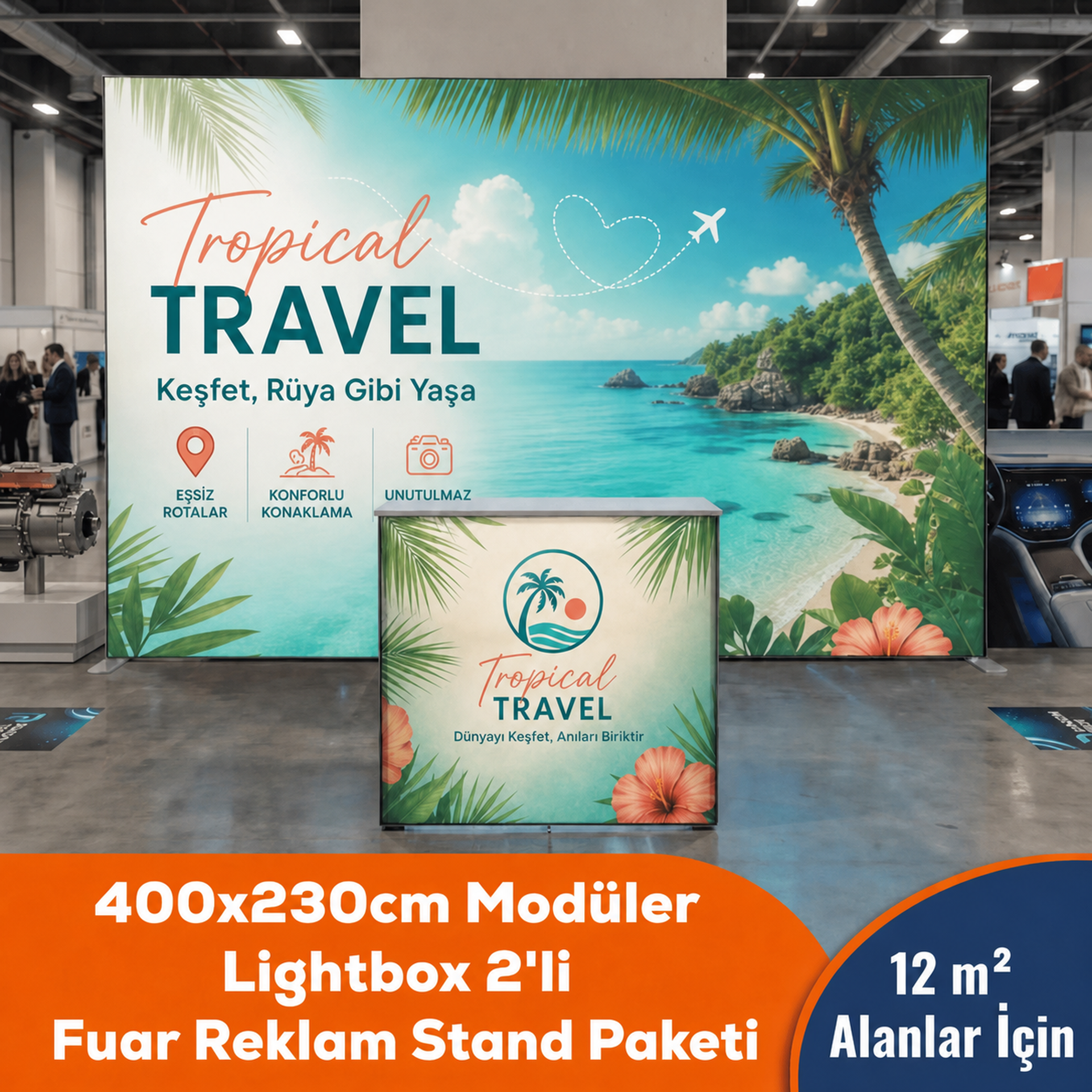 400x230 CM Modüler Lightbox 2'li Fuar Reklam Stand Paketi