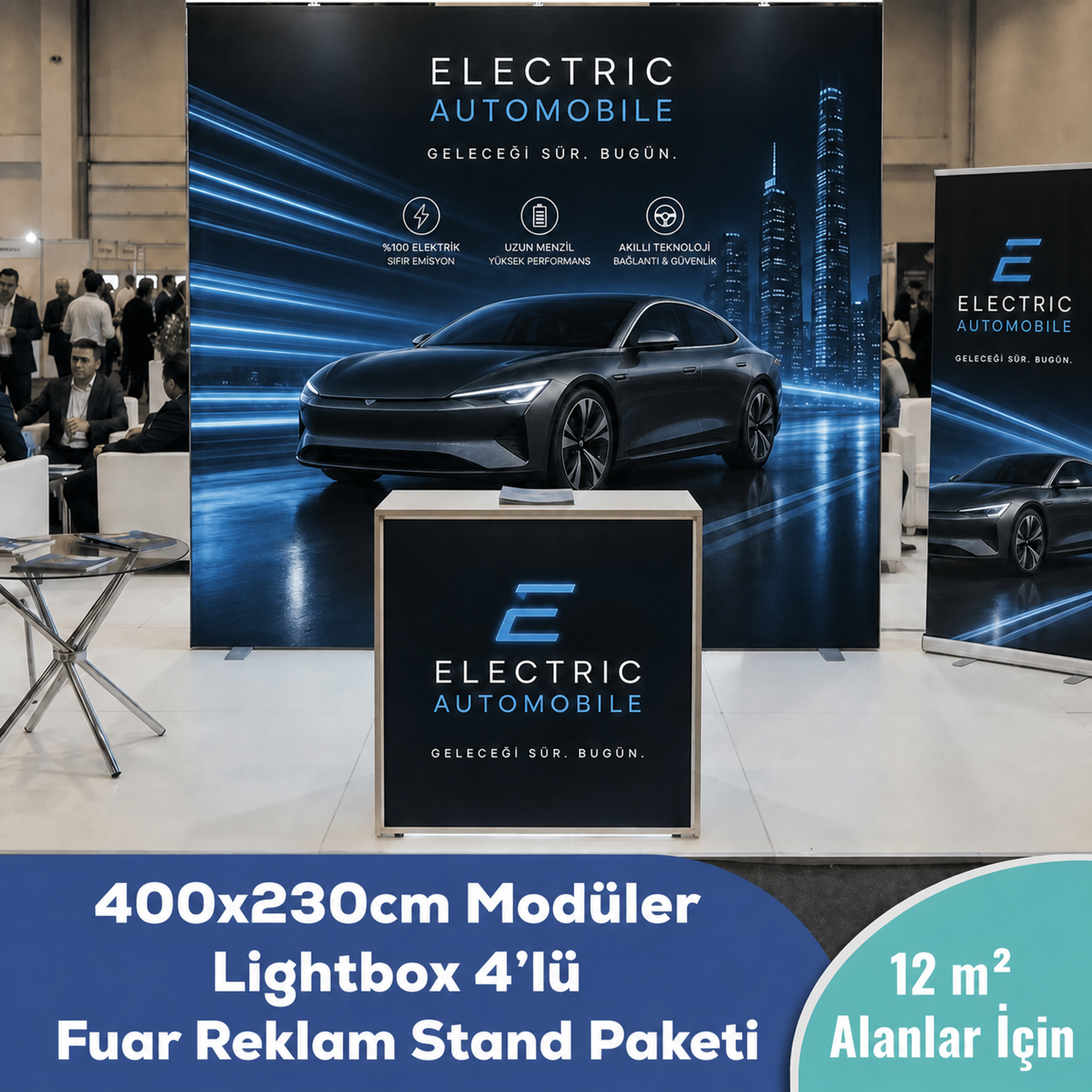 400x230 CM Modüler Lightbox 4'lü Fuar Reklam Stand Paketi