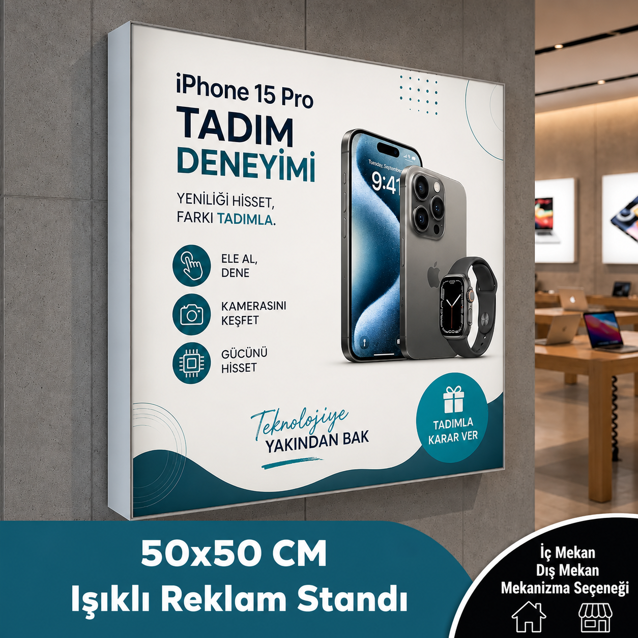 50x50 CM Işıklı Reklam Stand