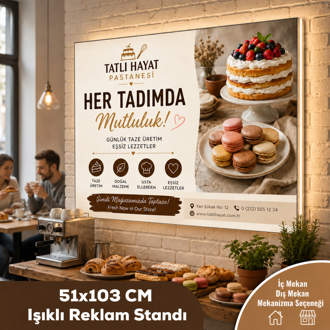 51x103 CM Işıklı Reklam Stand