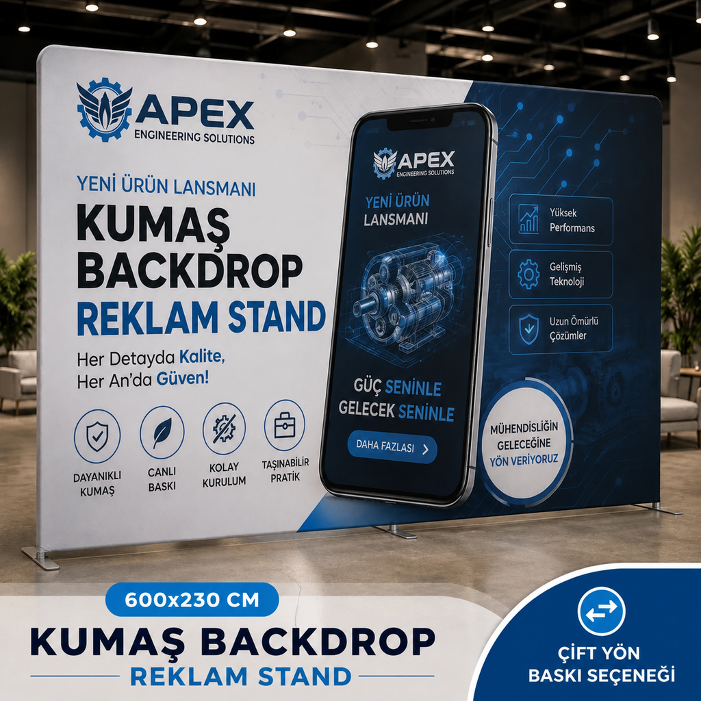 600x230 CM Kumaş Backdrop Reklam Stand