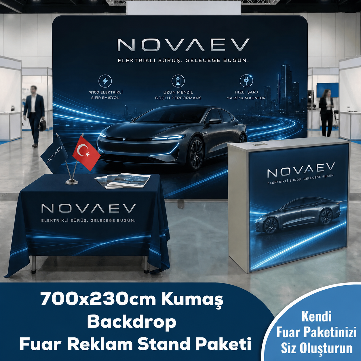 700x230 CM Kumaş Backdrop Fuar Reklam Stand Paketi