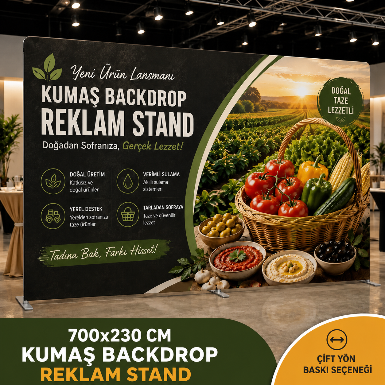 700x230 CM Kumaş Backdrop Reklam Stand