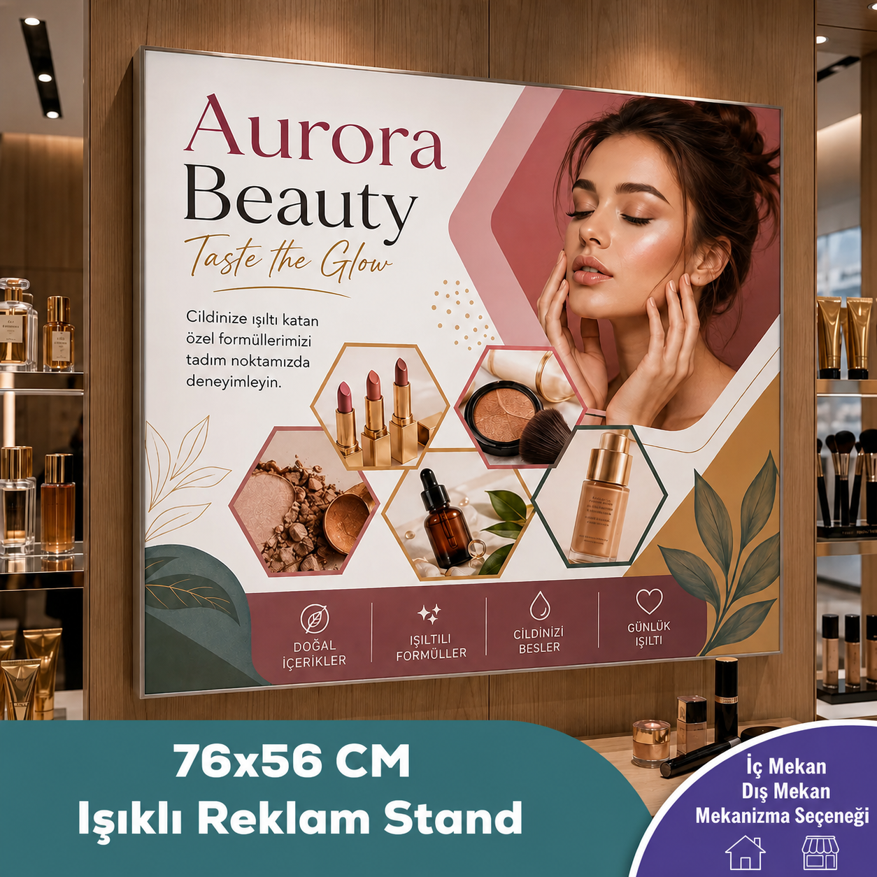 76x56 CM Işıklı Reklam Stand