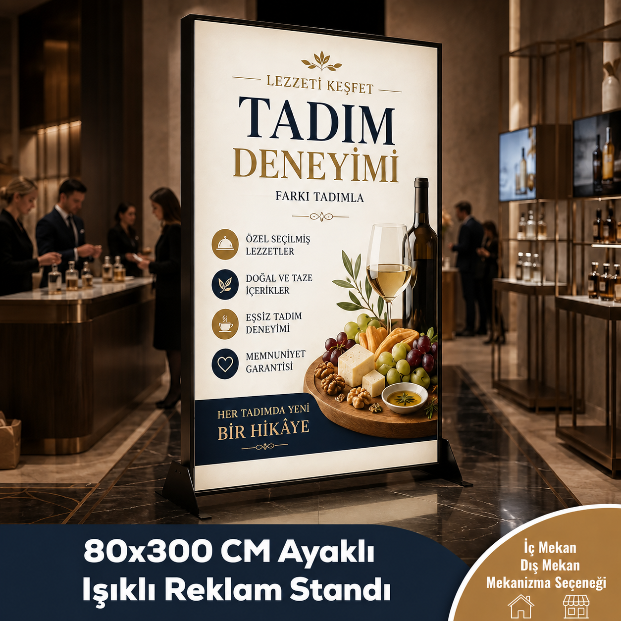 80x300 CM Ayaklı Işıklı Reklam Stand