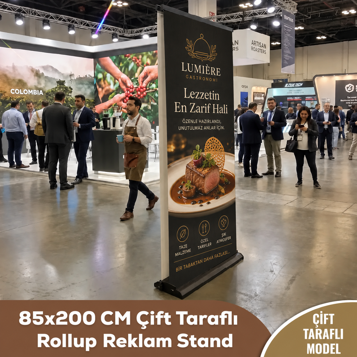 85x200 CM Çift Taraflı Rollup Banner Reklam Stand