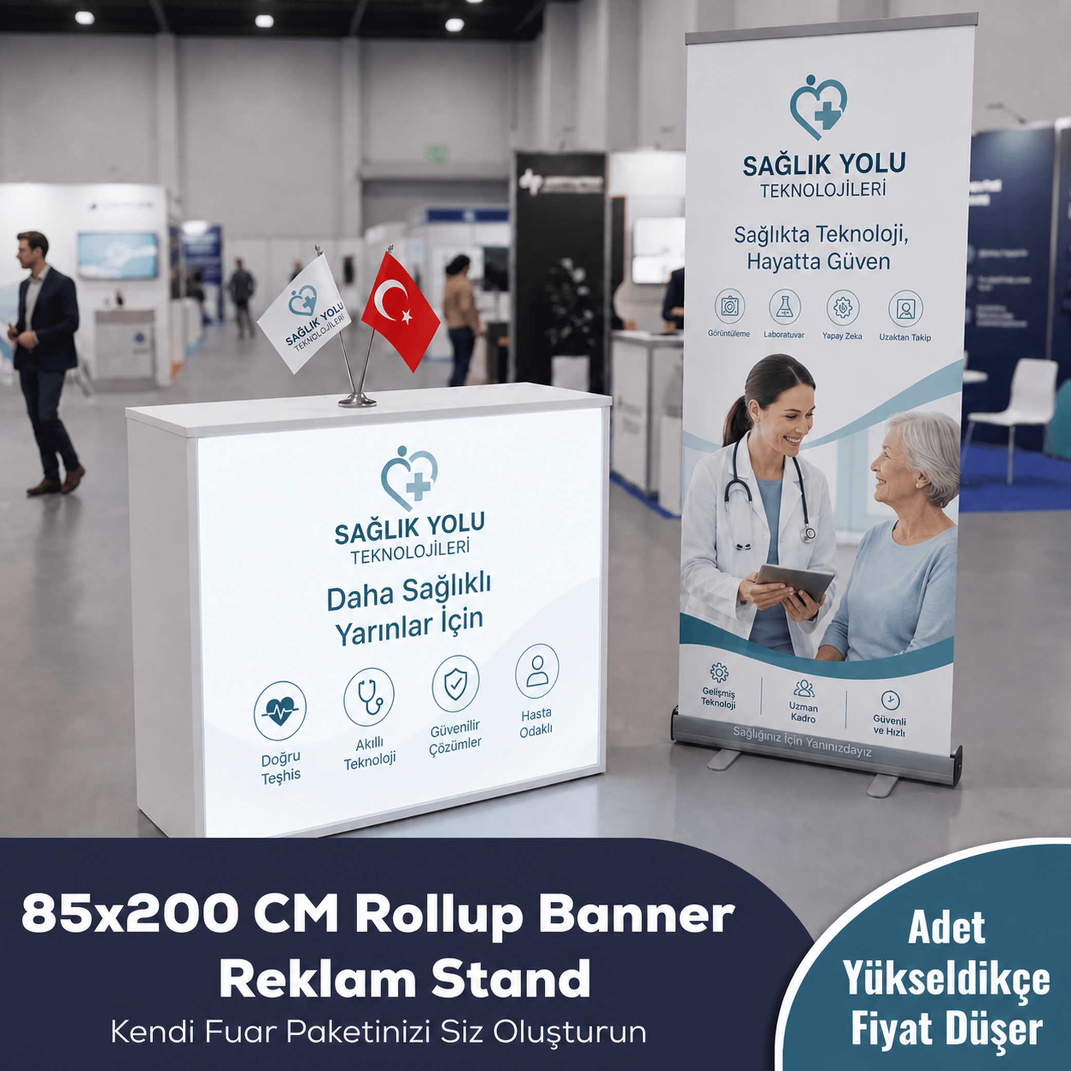 85x200 CM Rollup Banner Fuar Reklam Stand Paketi