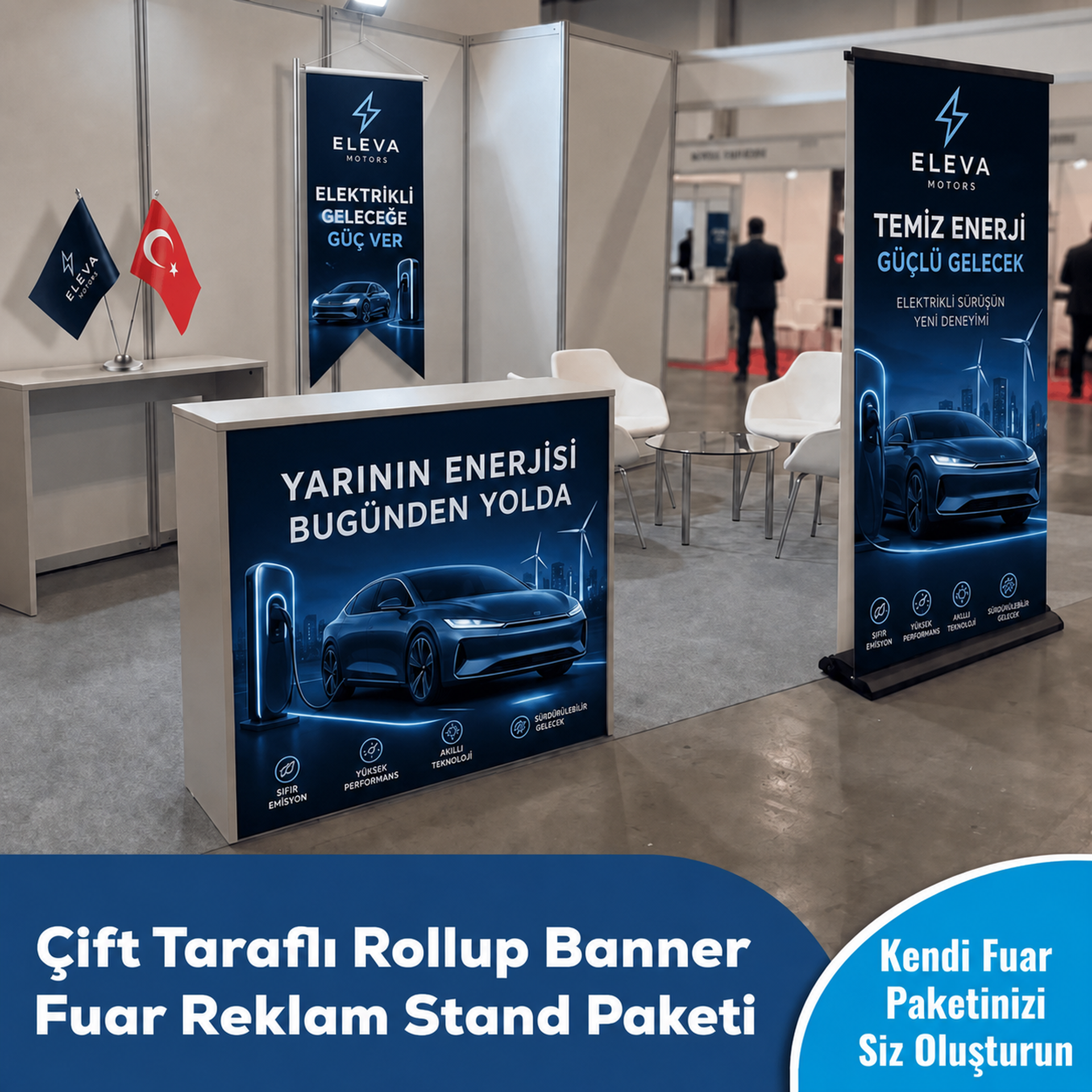 Çift Taraflı Rollup Banner Fuar Reklam Stand Paketi